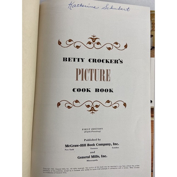 Betty Crocker’s Picture Coobook 1st Edition 5th Printing Dust Jacket 1950 Vtg HC - Picture 12 of 12